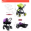 China Baby Kinderwagen Hersteller Reversible Seat Swivel Wheels mit Aufhängung Abnehmbare Armlehne Blue Baby Kinderwagen